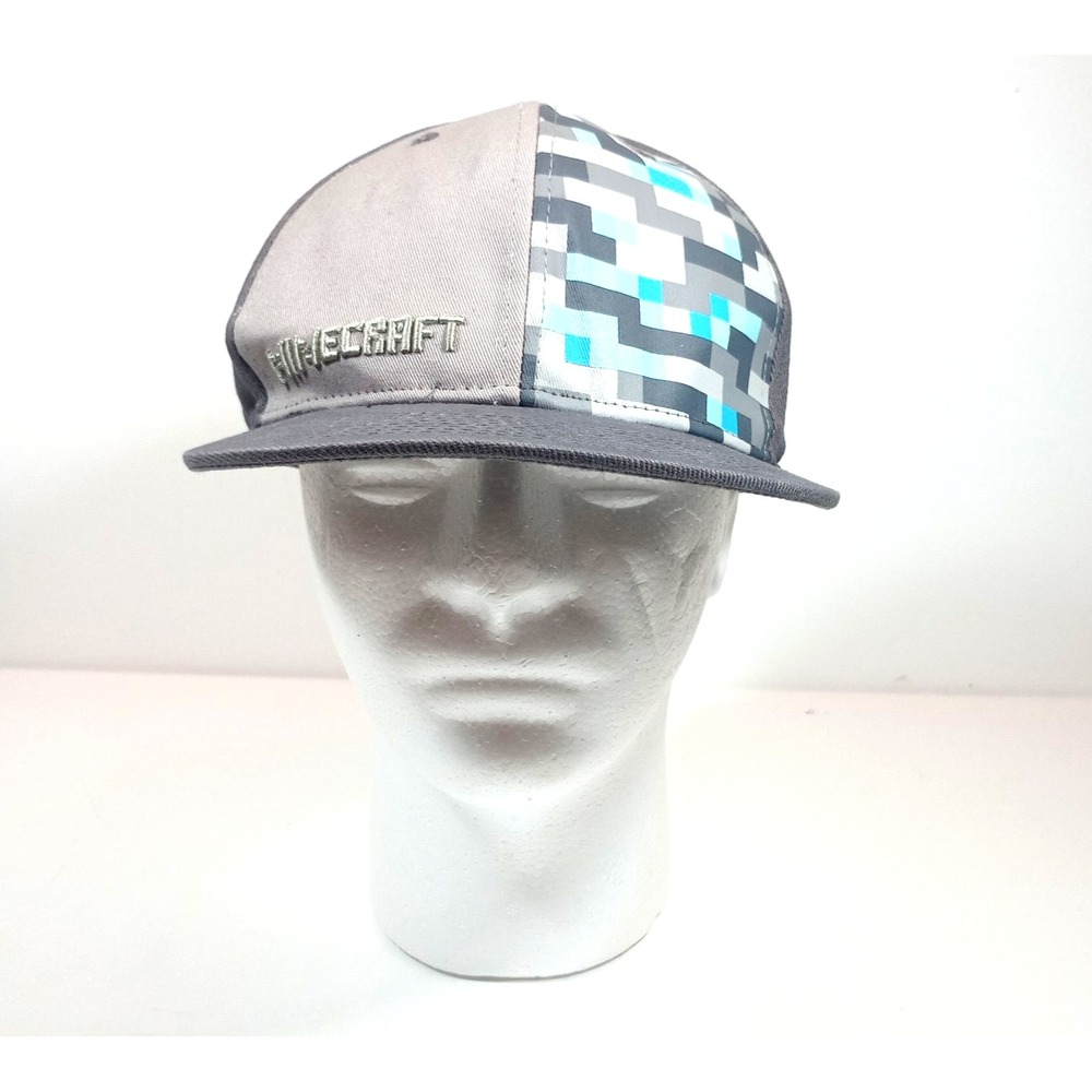 Minecraft Hat Snapback Cap Gray Pixel Jinx Flat Fitty Adjustable Gaming